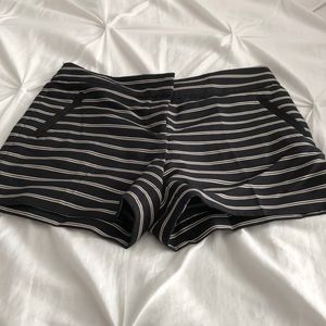Black and white striped shorts